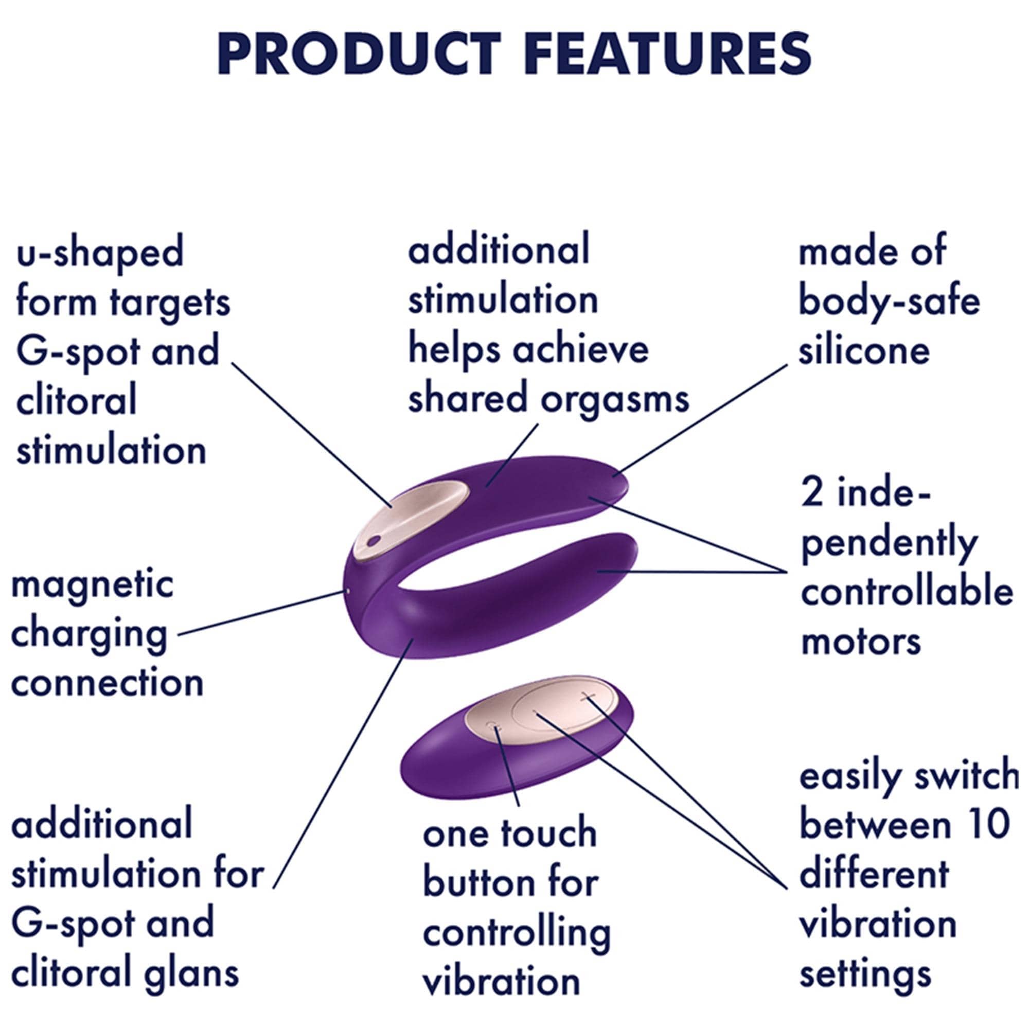 Satisfyer Double Plus Remote Partner Vibrator Sexleksaker Satisfyer Double Plus Remote Partner Vibrator Sexleksaker