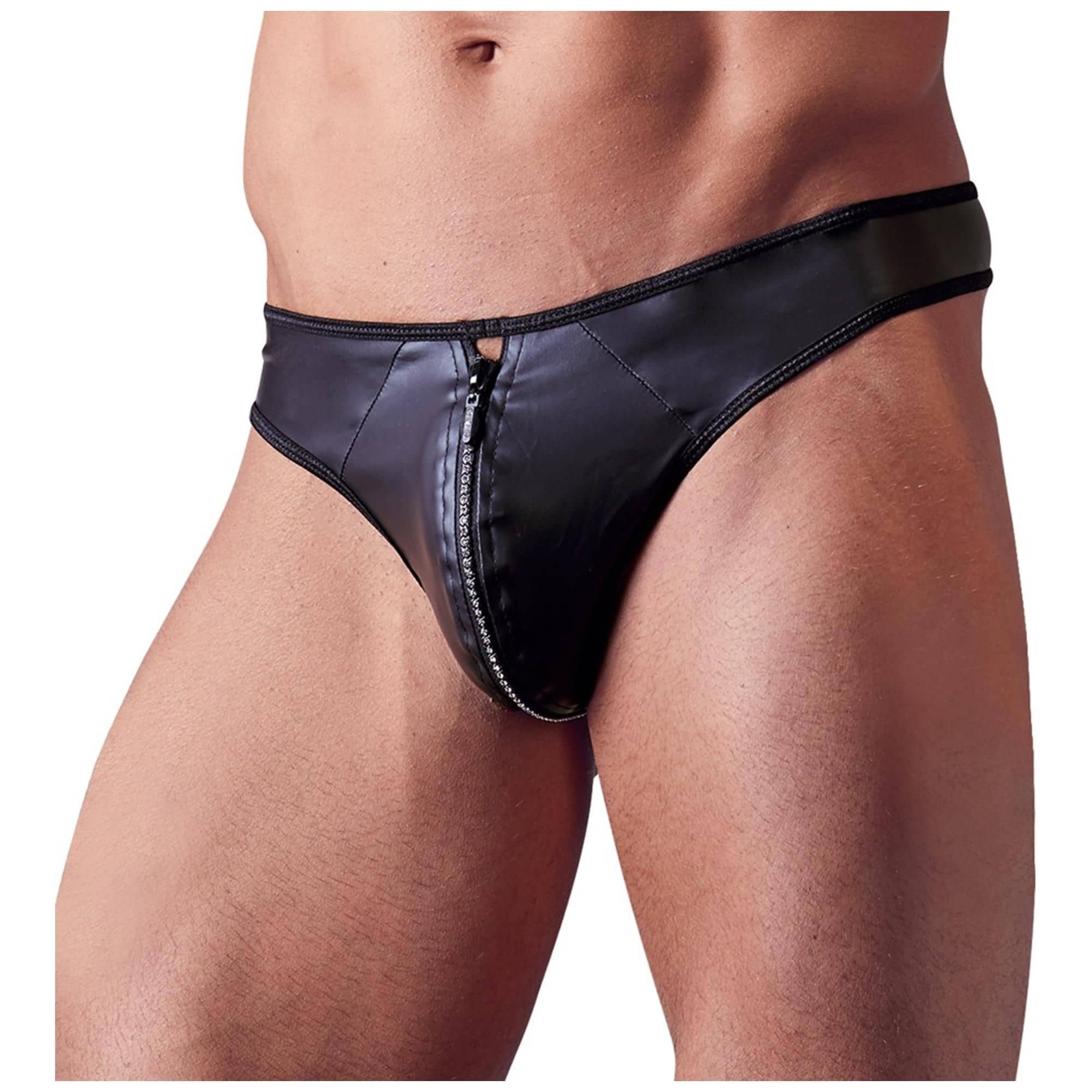 Men’s G-String with Strass Zipper – Svart – M Honom Men's G-String with Strass Zipper - Svart - M