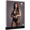 Criss Cross Neck Bodystocking - Svart - Queensize